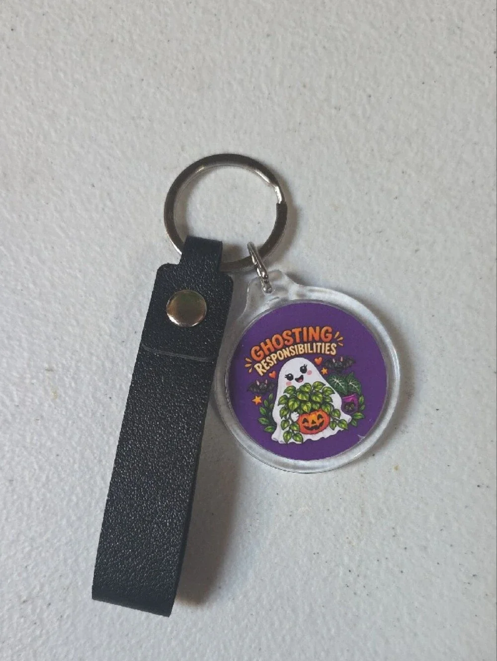 Ghosting Responsibilities Halloween Keychain with Removable Strap